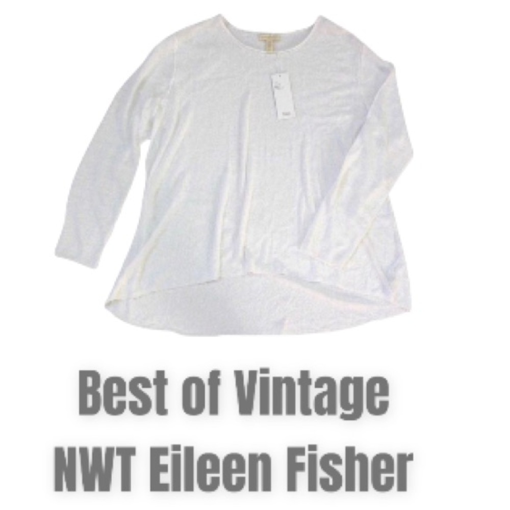 $218 Eileen Fisher Top Linen Swing Medium 10 12 White Cool Breathable Drapey NWT